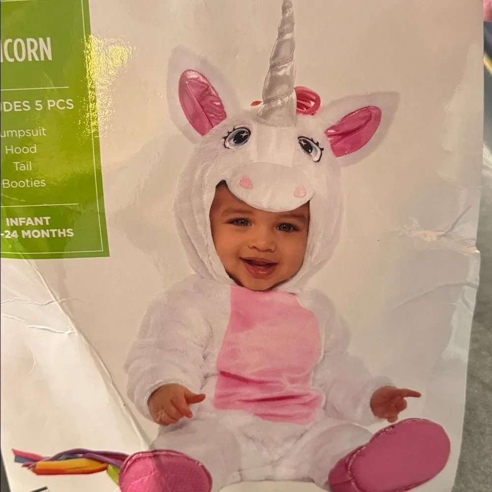 Unicorn Infant Toddler Costume Halloween White & Pink Size 12-24 Months *READ